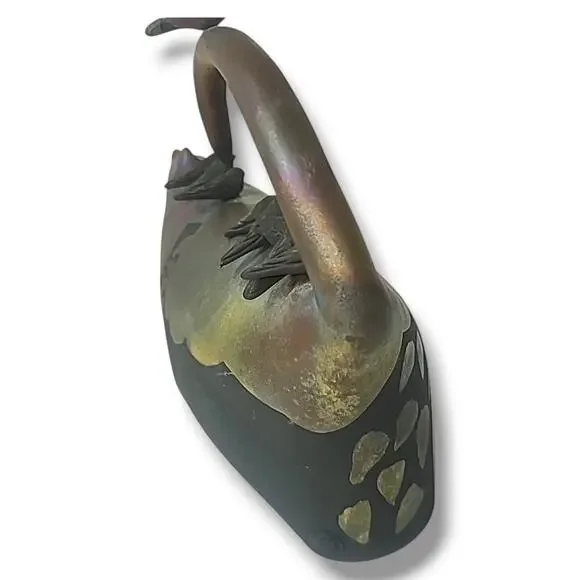 Raku Art Pottery "Fried Cats" Carole Fleischman Cat &Birds Sculpture Fugurine 8"
